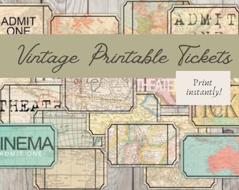 Efêmeros, Ingressos Vintage Imprimíveis, Efêmeros para Scrapbooking, Pacote de Efêmeros, Efêmeros Digitais, Lote de Efêmeros, Etiquetas de Efêmeros, Artesanato em Papel
