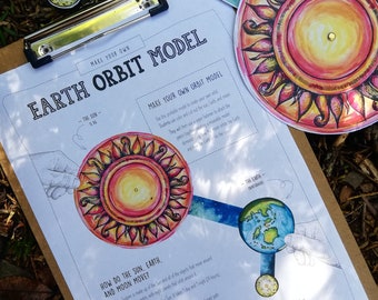 Earth Moon and Sun Orbit Model - print, cut, make, learn!