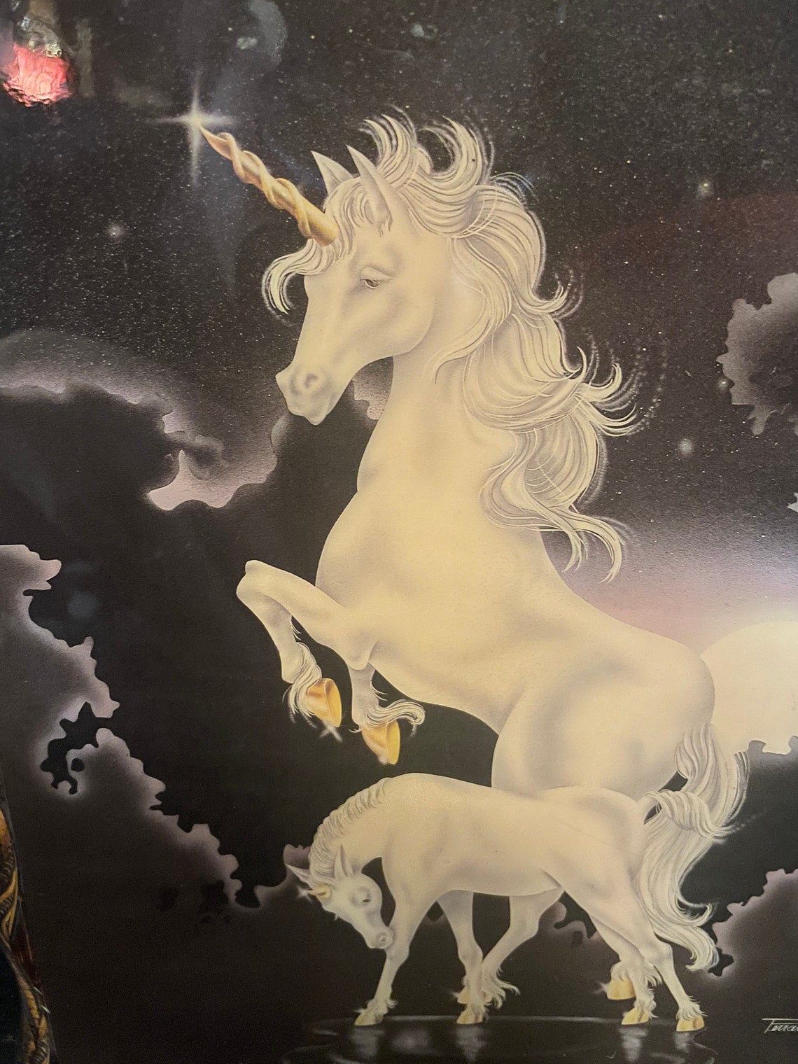 Vintage Unicorn Decoupage Picture Mystical Retro Wooden Plaque Etsy