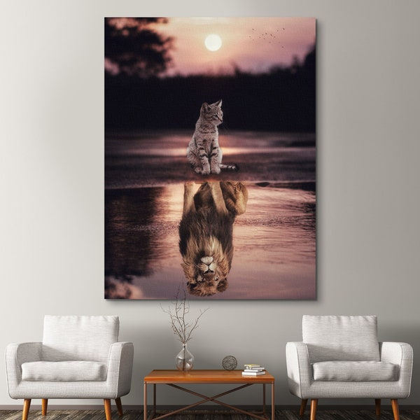 Cat Lion Reflection Etsy