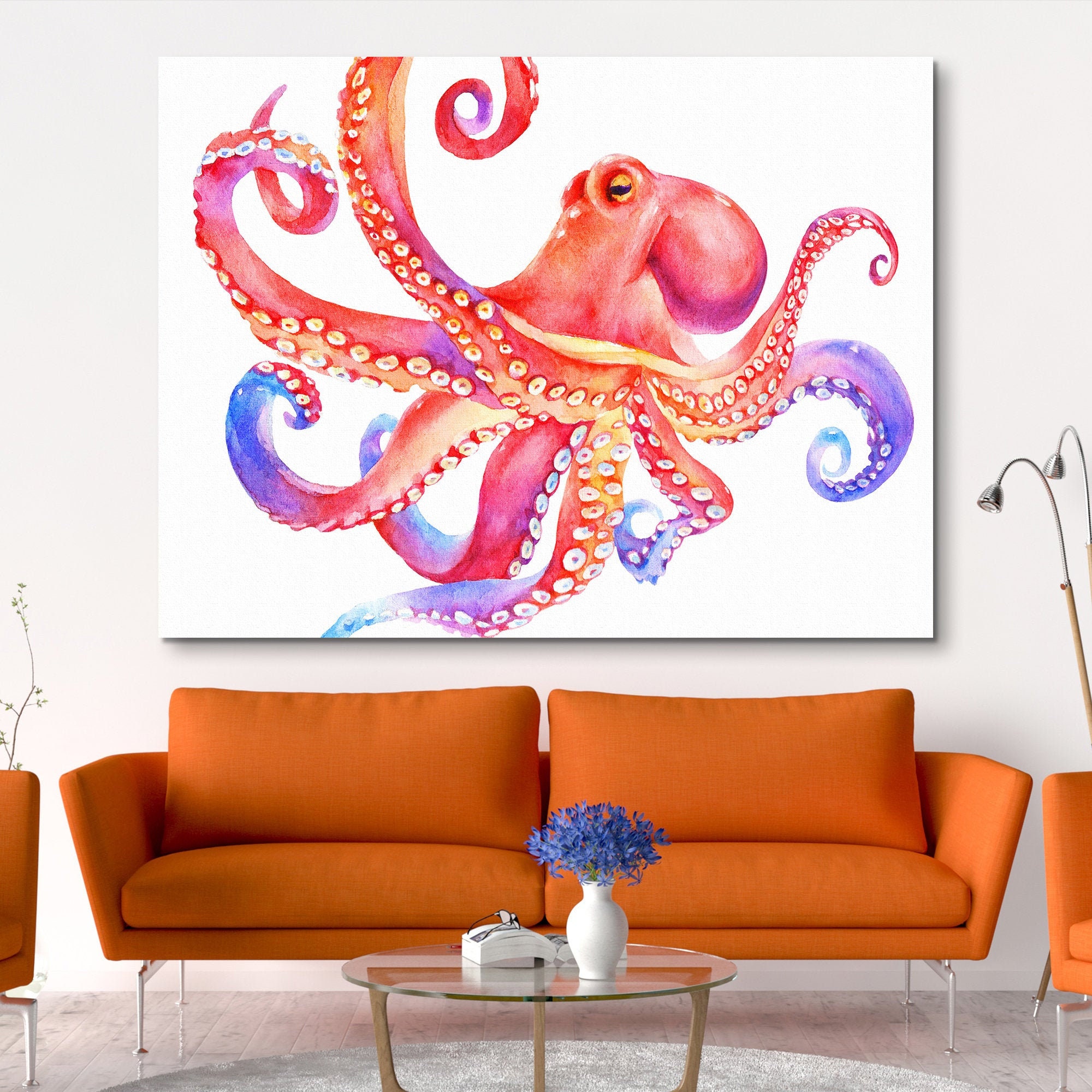 Watercolor Octopus Wall Art Colorful Animals Framed Animal - Etsy UK