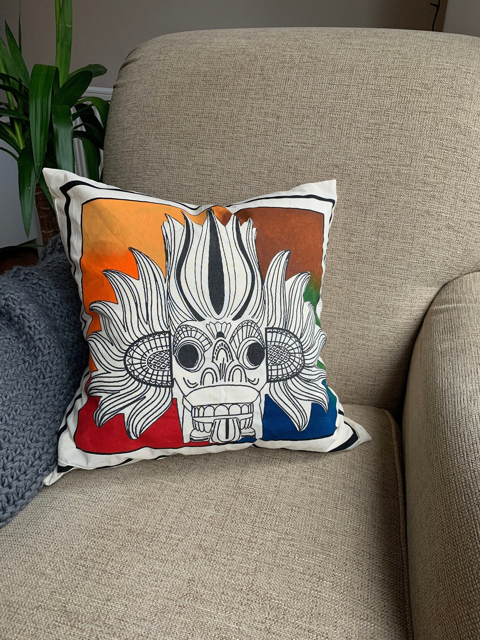 Handpainted Cushion Cover Ethically Made in Sri Lanka Etsy