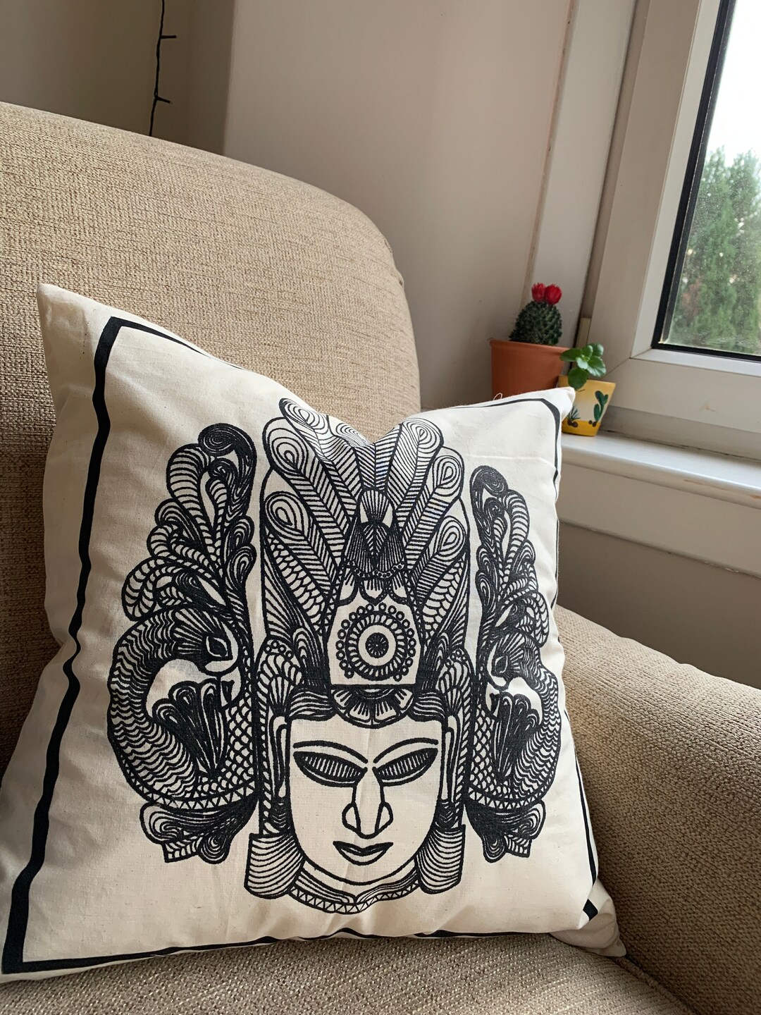 Handpainted Cushion Cover Ethically Made in Sri Lanka Etsy
