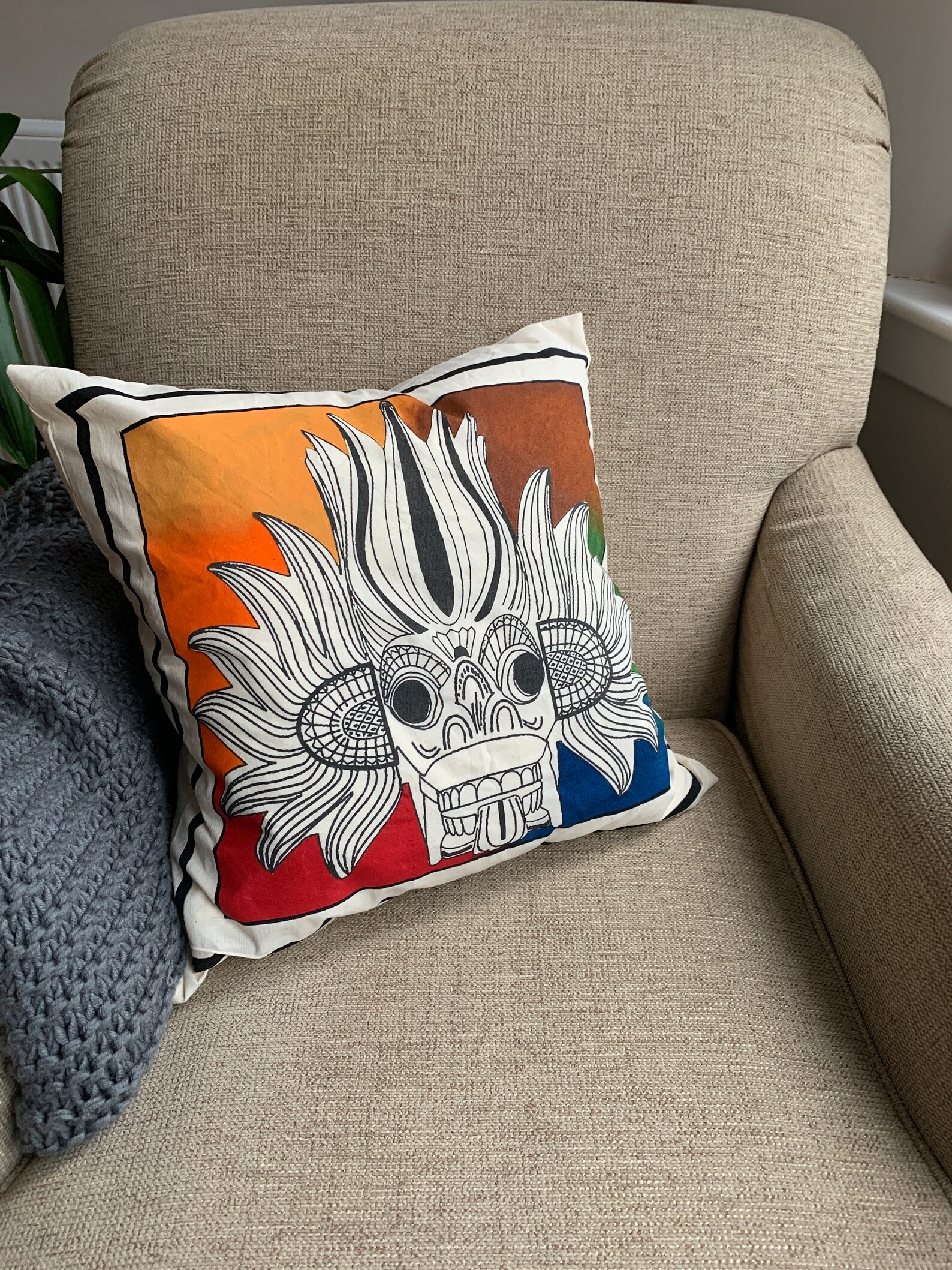 Handpainted Cushion Cover Ethically Made in Sri Lanka Etsy