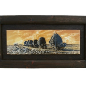 Handbemalte Keramikfliesen (glasierte Keramik), 14x42 cm (Ungerahmt) - Keramikmalerei - "Chaario Avec La Paille"