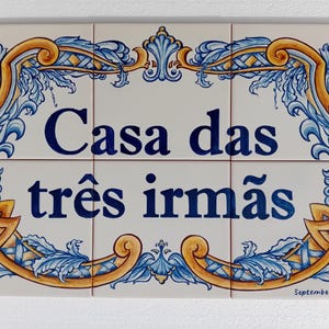 Hand-painted Ceramic Tiles, 28x42 cm/11x16.5 in (Unframed/Tiles only). Address Tile Mural; Signage Ceramic Tile; Family Name; House Name