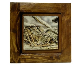 Hand-painted Ceramic Tiles (Glazed Tile), 14x14 cm -  "Houtsnip" Painting