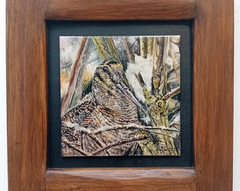 Płytka ceramiczna malowana ręcznie, 27,2x27,2 (oprawiona); Obraz „Morkulla”; Ceramiczny słonka; Sztuka słonek;