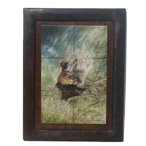 Hand-painted Ceramic Tiles, 28x42 cm/11x16.5 inches  (Unframed/Tiles Only) -  Pheasant Painting; Ceramic Pheasant,