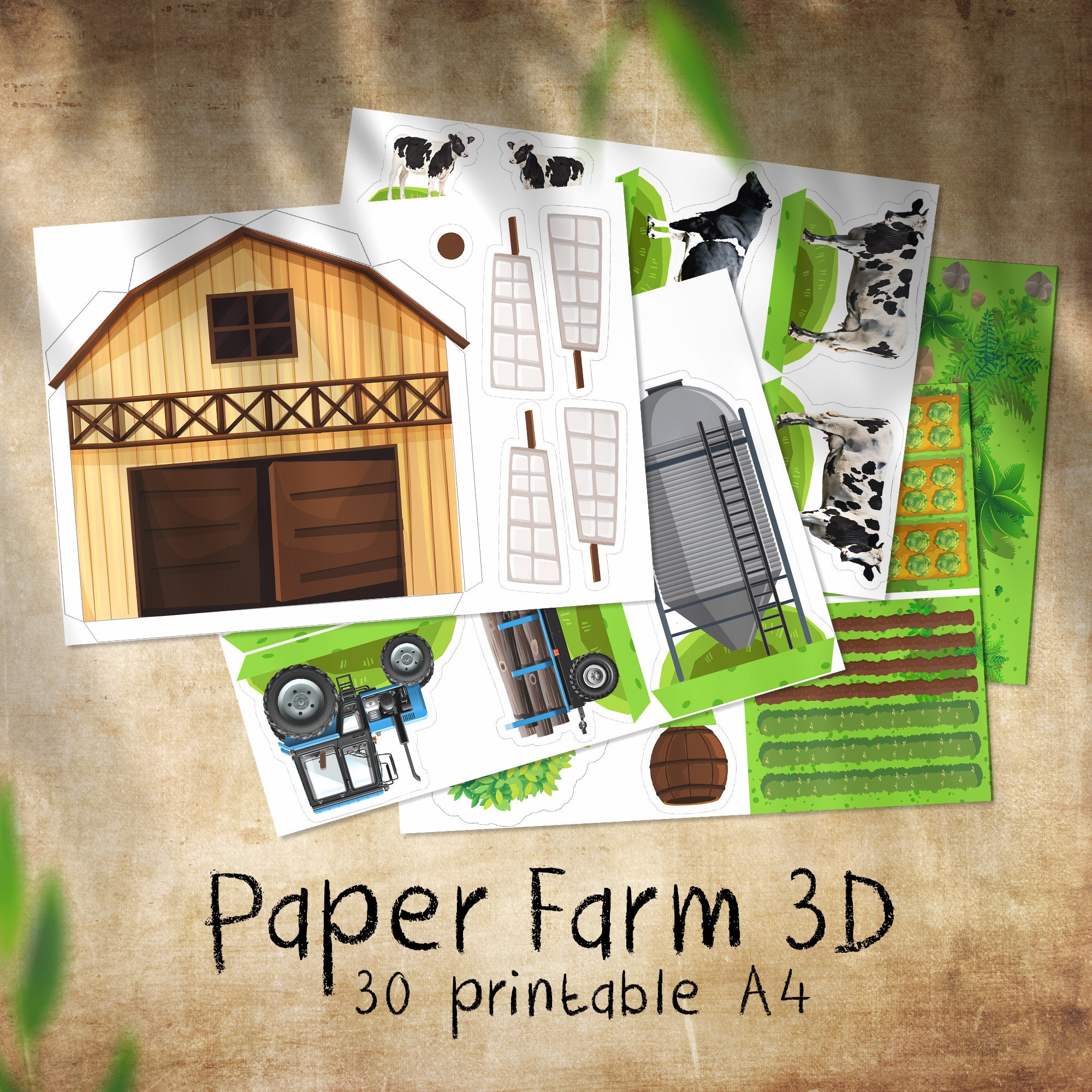 Paper FARM 3D Printable PDF A4 Etsy UK
