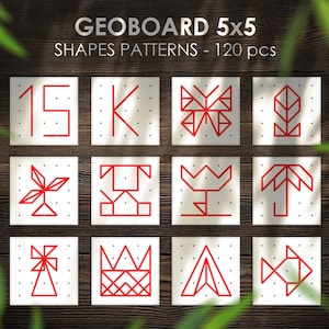 GEOBOARD 5x5 Formen Musterkarten 120 Stück – druckbares PDF – Montessori-Aktivität