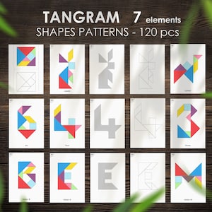 TANGRAM - 120 Plantillas - Patrones - Formas - Ideas - Inspiraciones - PDF Imprimible - Tarjetas - Montessori