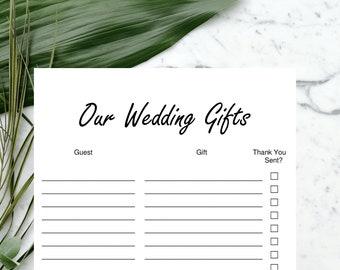 Wedding Gift Tracker - Digital Download