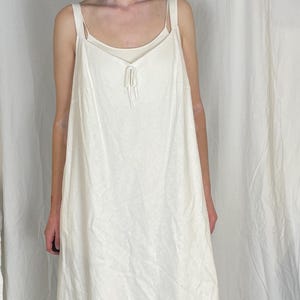 Vintage 90s White Linen Ruffle Hem Slip Dress