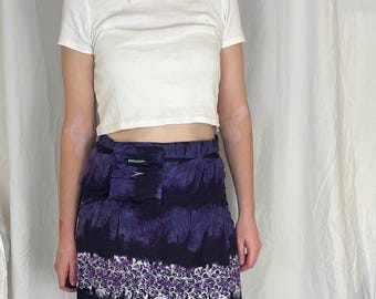Vintage jaren 90 paarse bloemen mini-wrap sarong sarong