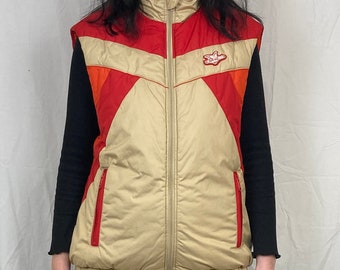 Vintage 90s Zip Up Long Red Puffer Gilet