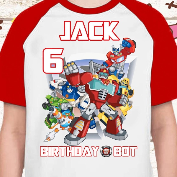 Transformers Rescue Bots Birthday shirt Rescue bots Party Theme shirt Raglan Personalized shirt Family Shirt Gift Birthday shirt Unisex! new