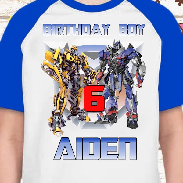 Transformers Birthday Shirt, Transformers Birthday T-shirt, Transformers, Personalized Shirt, Custom Shirt Raglan Short Sleeve Custom