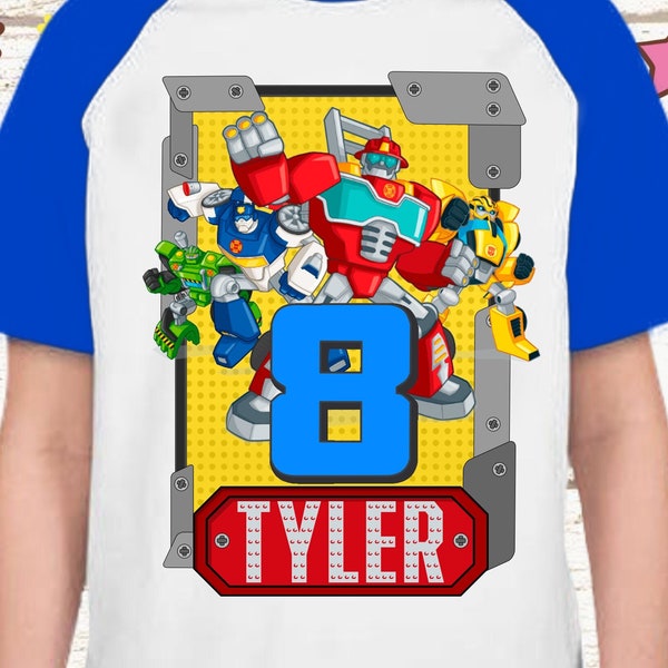 Transformers Rescue Bots Academy Birthday shirt Rescue bots Party Theme shirt Raglan Personalized shirt Family Shirt Birthday shirt Unisex