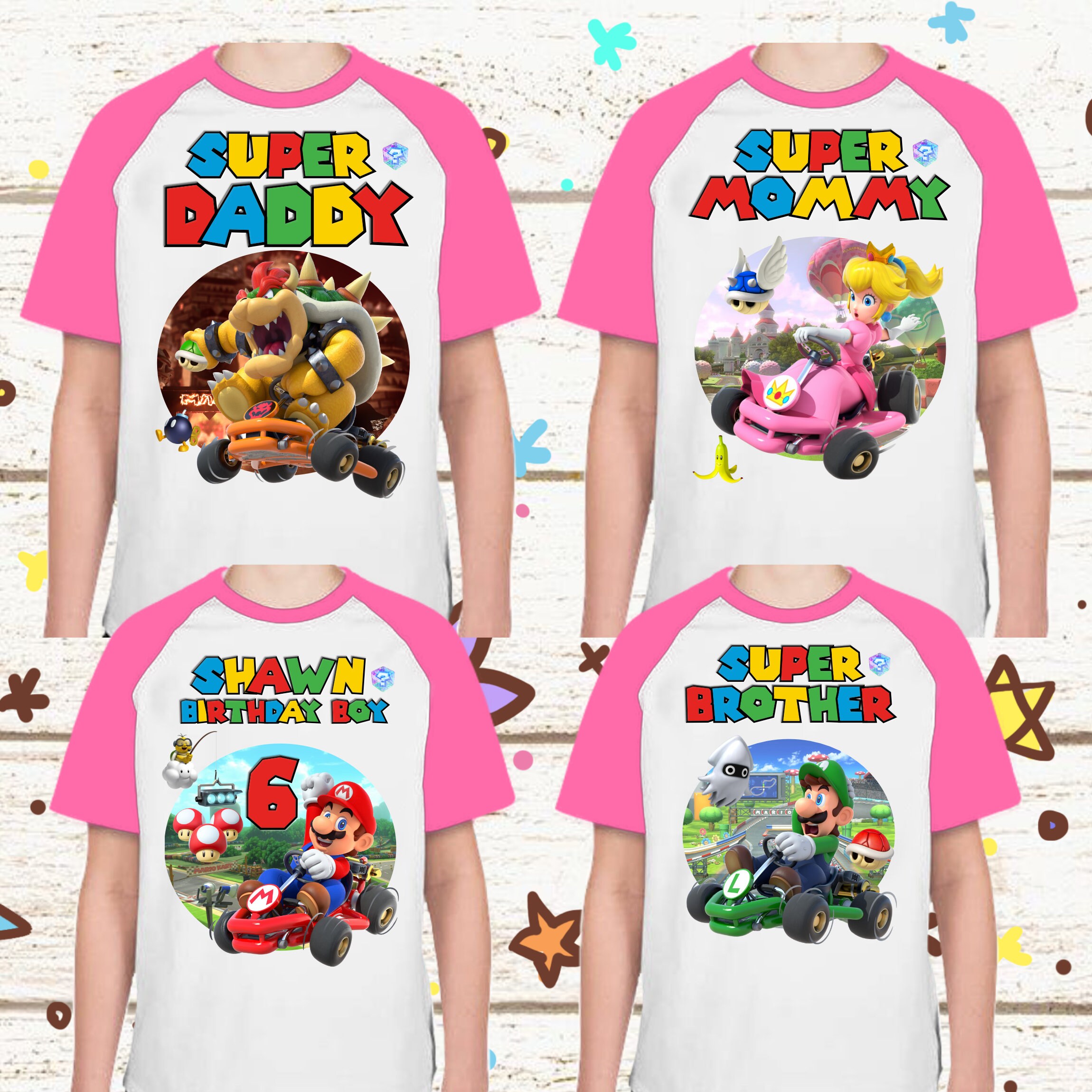 Discover Super Mario Family Cart Super Mario kart Birthday shirt Raglan shirt Personalized shirt Family matching Shirt Gift Birthday shirt - Custom*