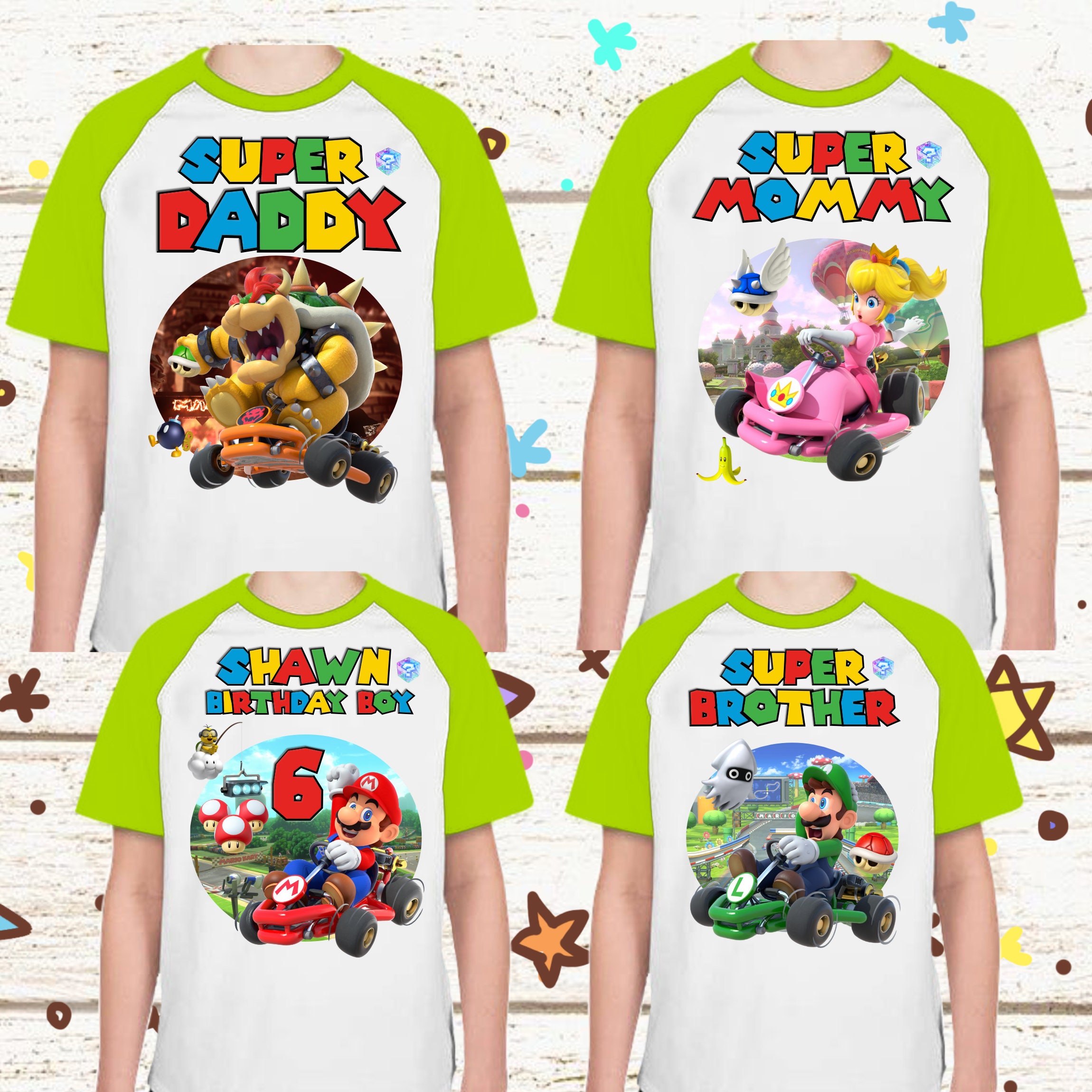 Discover Super Mario Family Cart Super Mario kart Birthday shirt Raglan shirt Personalized shirt Family matching Shirt Gift Birthday shirt - Custom*