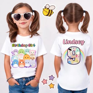 Custom Birthday Girl Shirt, Squishmallow Squishy Birthday Shirt, Personalized Family Shirt, Gift for Girls, Unisex Shirt - Squishy birthday