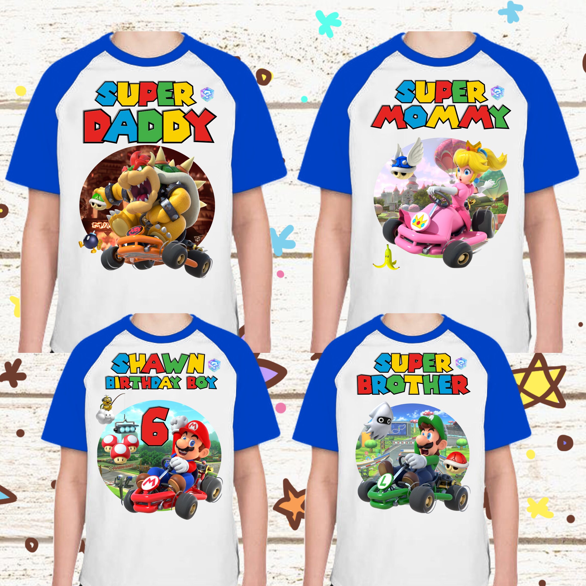 Discover Super Mario Family Cart Super Mario kart Birthday shirt Raglan shirt Personalized shirt Family matching Shirt Gift Birthday shirt - Custom*