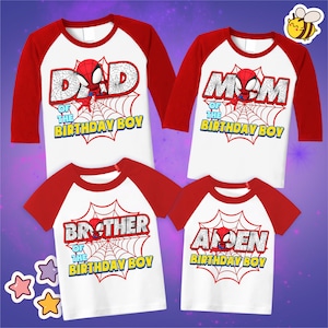 Spiderman Birthday Boy Family T Shirt, Spidey and his friends theme Party, Personalized shirt kids, Gift Birthday Shirt, family tees amazing