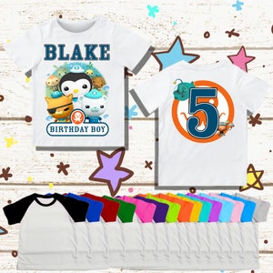 Gepersonaliseerde Octonautts-verjaardagsshirt, Octonats-themafeest, bijpassende familieshirt, babycadeau, verjaardagsoutfit, aangepaste naam en leeftijd