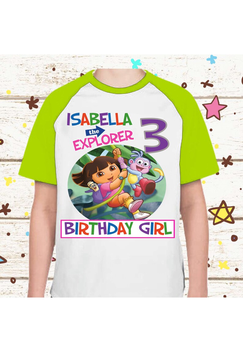 Dora the Explorer Personalized Name and Age Birthday T-shirts - Etsy