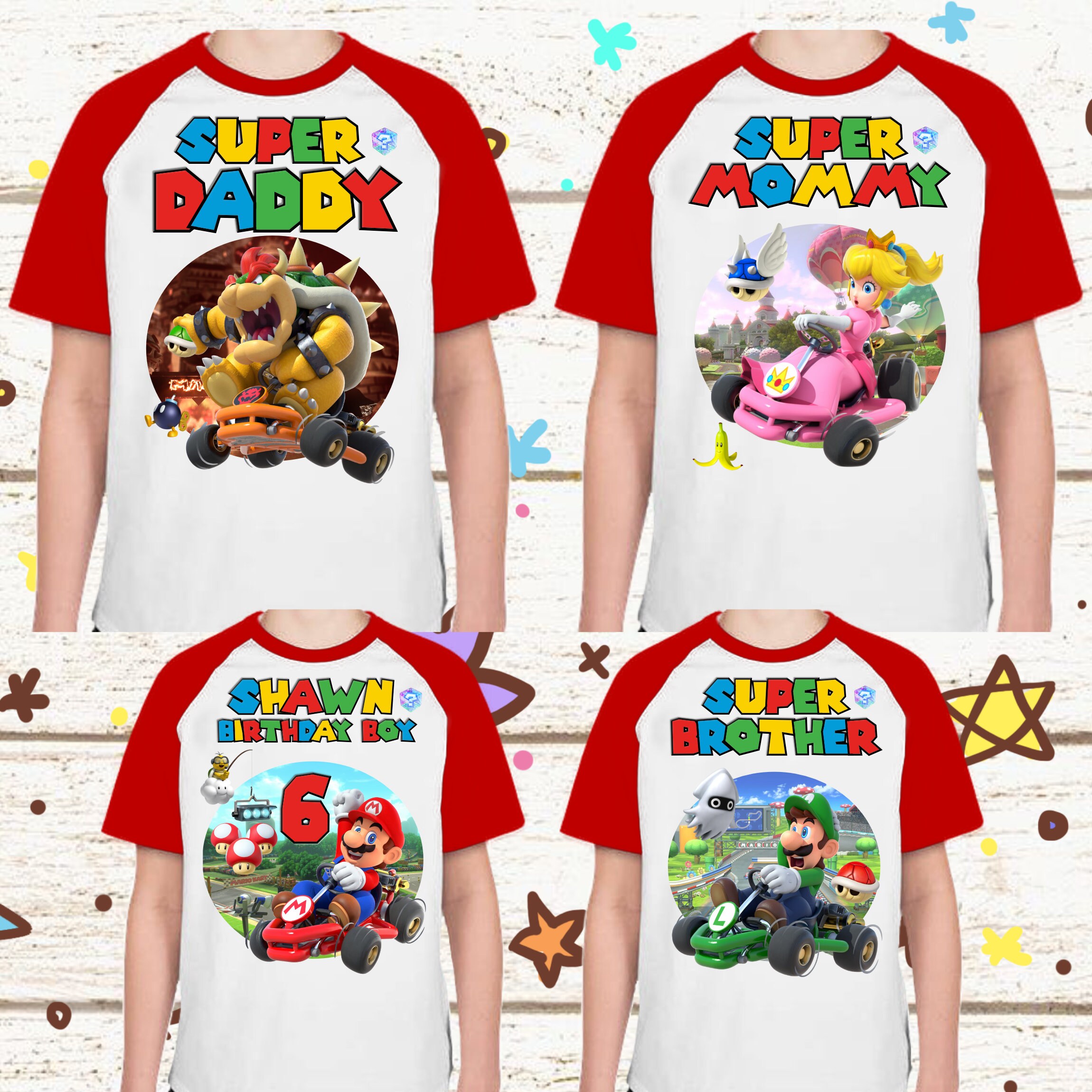 Discover Super Mario Family Cart Super Mario kart Birthday shirt Raglan shirt Personalized shirt Family matching Shirt Gift Birthday shirt - Custom*