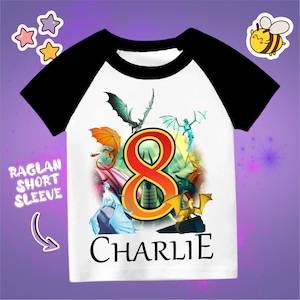 WoF Personalized Birthday T Shirt, Wings Fire Theme Party, Personalized Raglan Name & Age, Dragon Book Custom T Shirt, Gift for Kids