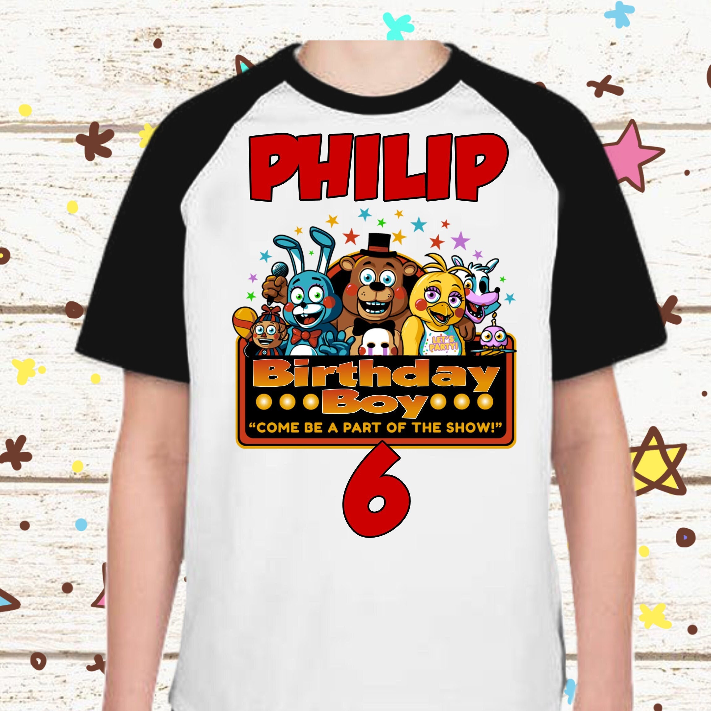 FNAF Five Nights at Freddy's Birthday Custom Name Black Kids High