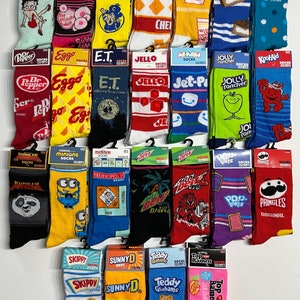 Novas meias Odd Sox Crazy Sox, meias engraçadas e inovadoras para lanches, doces, cereais e bebidas, presentes para festa | Homens e mulheres, tamanho adulto 6-12 | Envio rápido