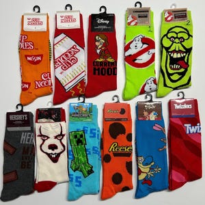 Meias longas de cano alto Odd Sox Crazy Socks engraçadas novidade meias de cano alto comida lanche doces presente festa | Homens e mulheres tamanho adulto 6-12 | Envio rápido