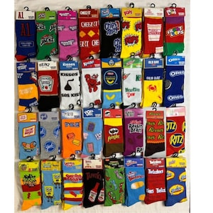 Meias originais Odd Sox Crazy Socks, meias engraçadas e inovadoras para lanches, doces e cereais, presentes para festa | Homens e mulheres, tamanho adulto 6-12 | Envio rápido