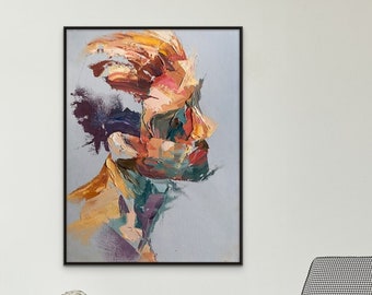 Abstract Reality - Large Wall Art of Man Portrait, Abstract Painting Original Art Acrylic Painting for Living Room