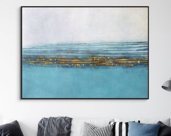Blue Lagoon, Abstract Painting, Living Room Wall Art, Painting on Canvas, Abstract Art, Blue Painting