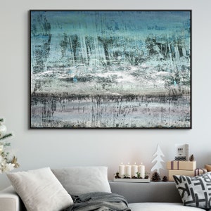 Winter Landscape Art on Canvas - Snow Scene Abstract Painting, Contemporary Extra Large Wall Art, Unique Home Decor Gift Idea