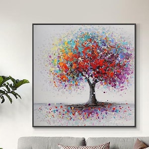 Tree Of Life  - Abstract Painting, Colorful Splash Modern Wall Art, Original Hand Painted Oil Painting for Home Decor