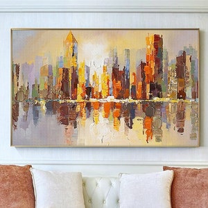 Large Wall Art on Canvas Abstract Art Modern Wall Art Original Artwork Abstract Art Wall Decor Brown Textured Framed Wall Art