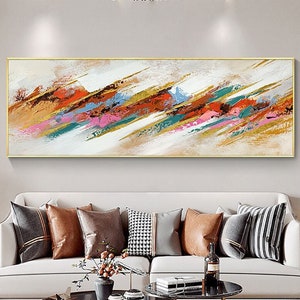Abstract Painting on Canvas Colorful Painting, Modern Landscape Painting, Original Large Acrylic Painting for Living Room Decor Wall Art