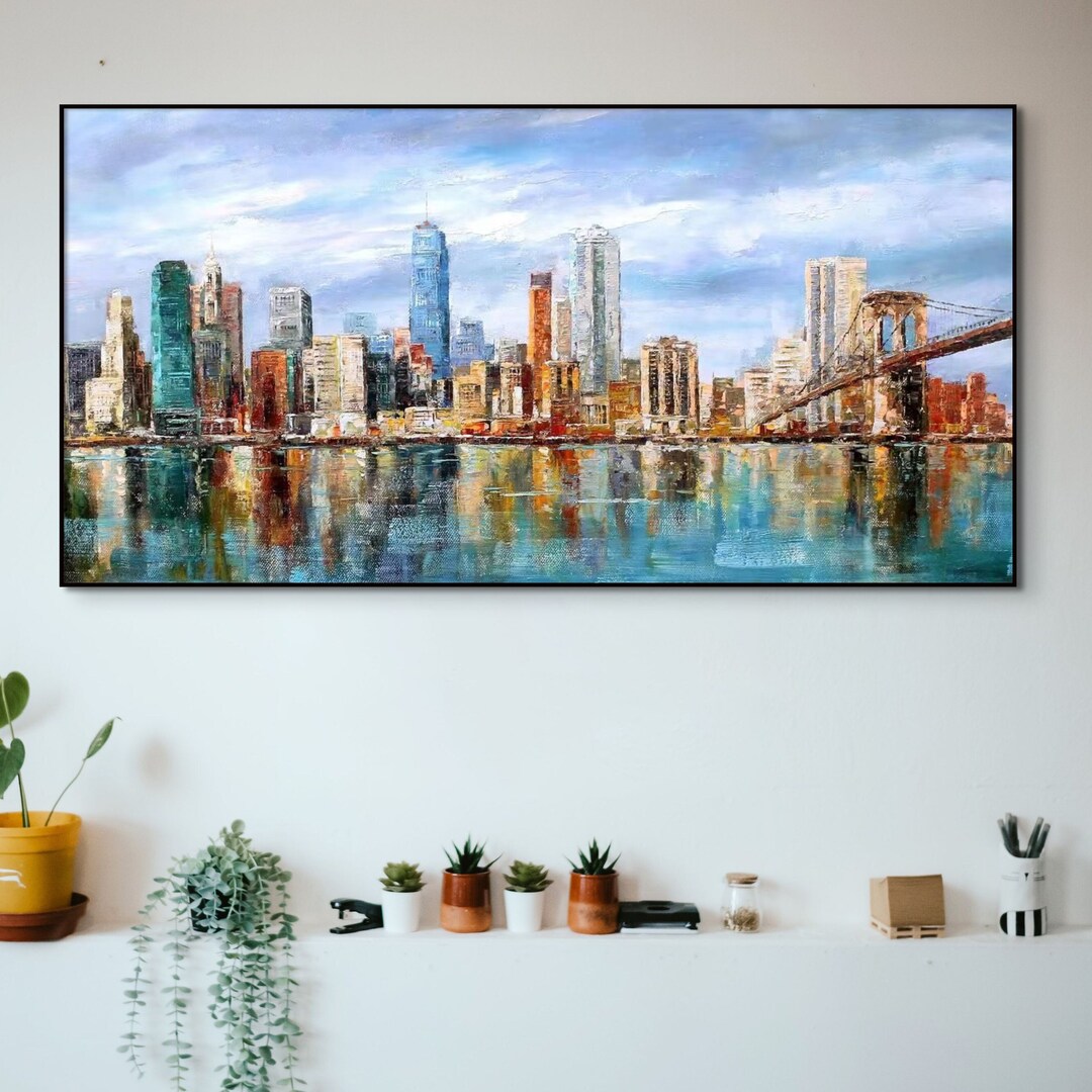 New York City Painting on Canvas Manhattan City Painting, Abstract