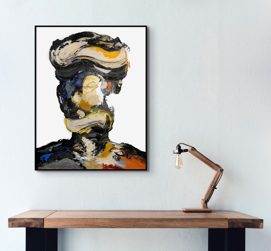 Textured Abstract Portrait Painting: Modern Handmade Canvas Art - Etsy