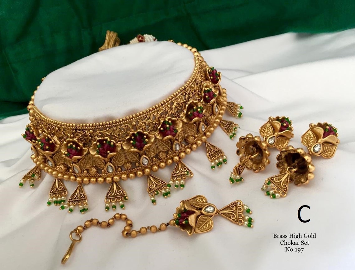 South indian and gujarati bridal jewelry high brass gold Etsy