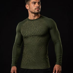 Japanese Olive Pattern Rash Guard | Martial Arts, Surf, Gym & Outdoor Activewear
