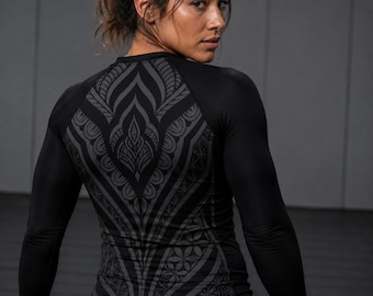 Black Tattoo Rash Guard | BJJ Compression Shirt | Jiu Jitsu Rashguard | MMA Surf UV Protection