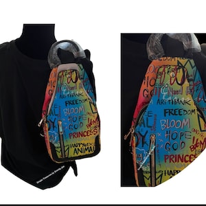 Multi Graffiti Sling Backpack, Cross Body