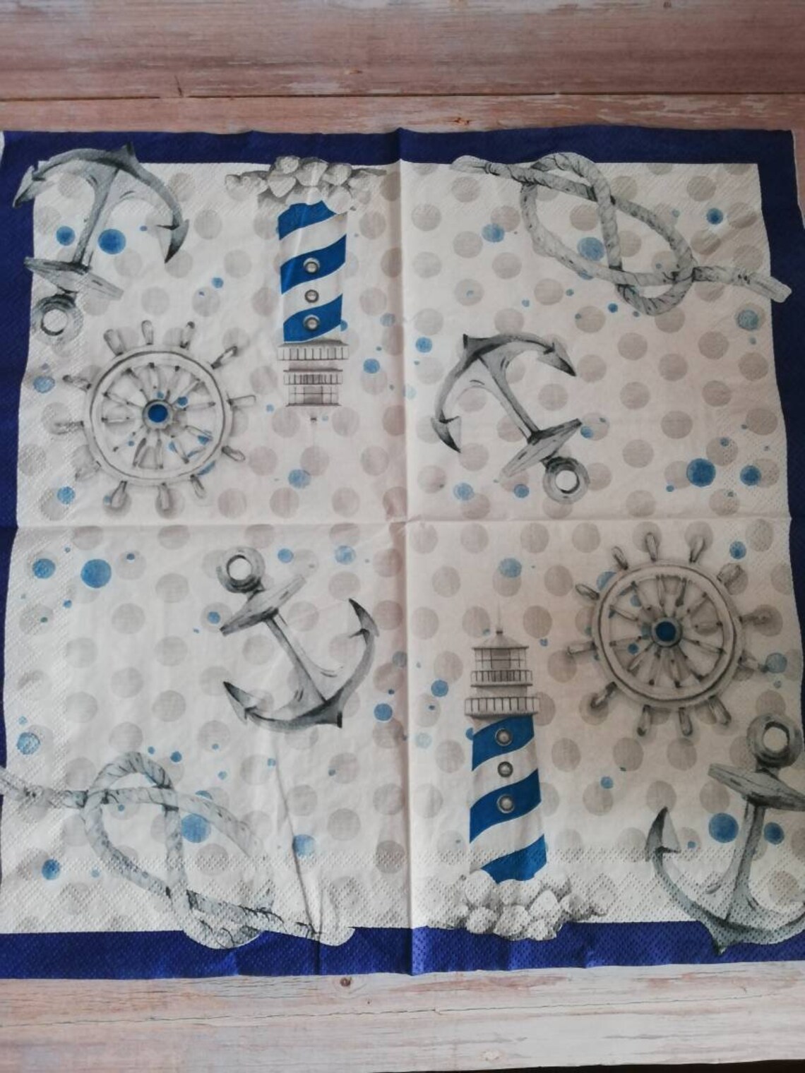 Nautical themed paper napkin for decoupage or party. Etsy