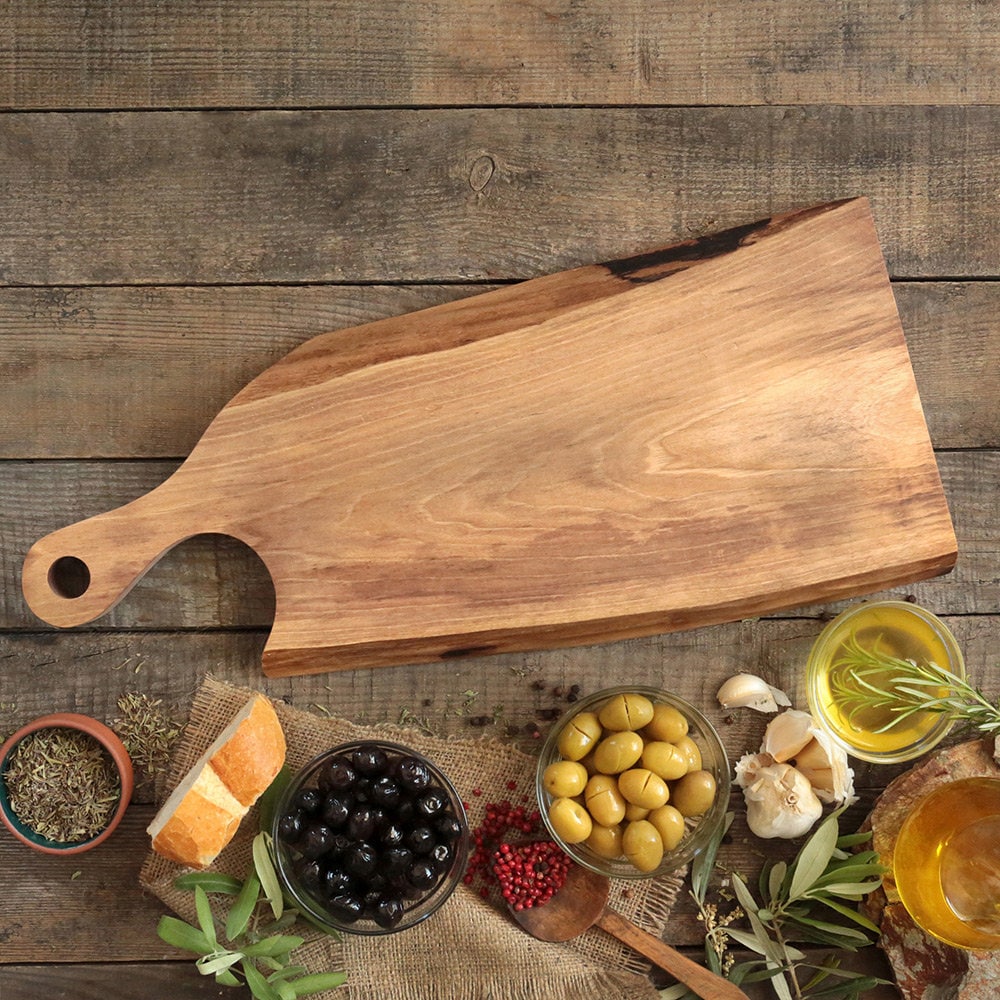 Large wooden cutting board with handle deals